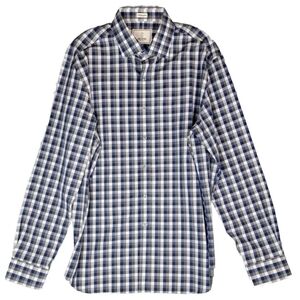 Todd Snyder Men's Button Down Shirt Blue Plaid Long Sleeve LARGE 16.5 34/35